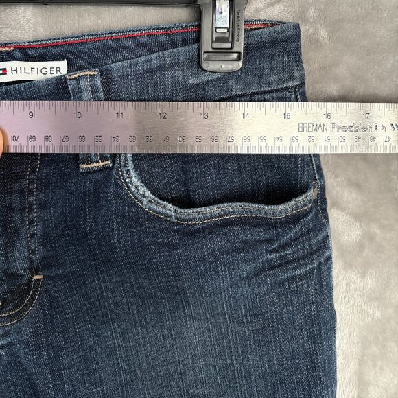 Tommy Hilfiger Womens Vintage Low Rise Capris Jeans‎ Size 6 Blue Y2K Distressed - Picture 4 of 9